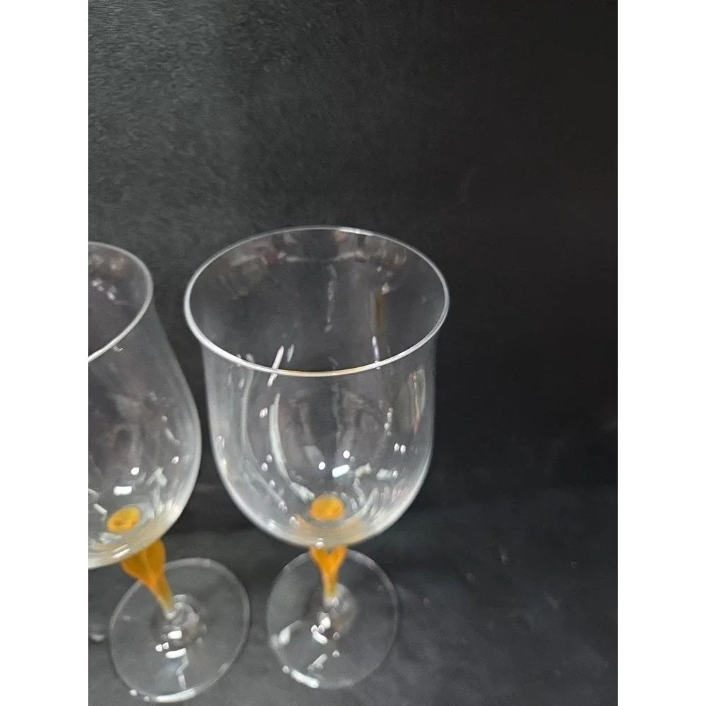 Mikasa Crystal Tuscan Wine Glasses, Yellow Stem Water‎ Glass, Set of 2, Art Deco
